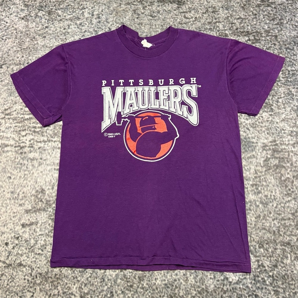 VTG Pittsburgh Maulers T Shirt USFL Mens XL Purple Sportswear Made In USA 1983
